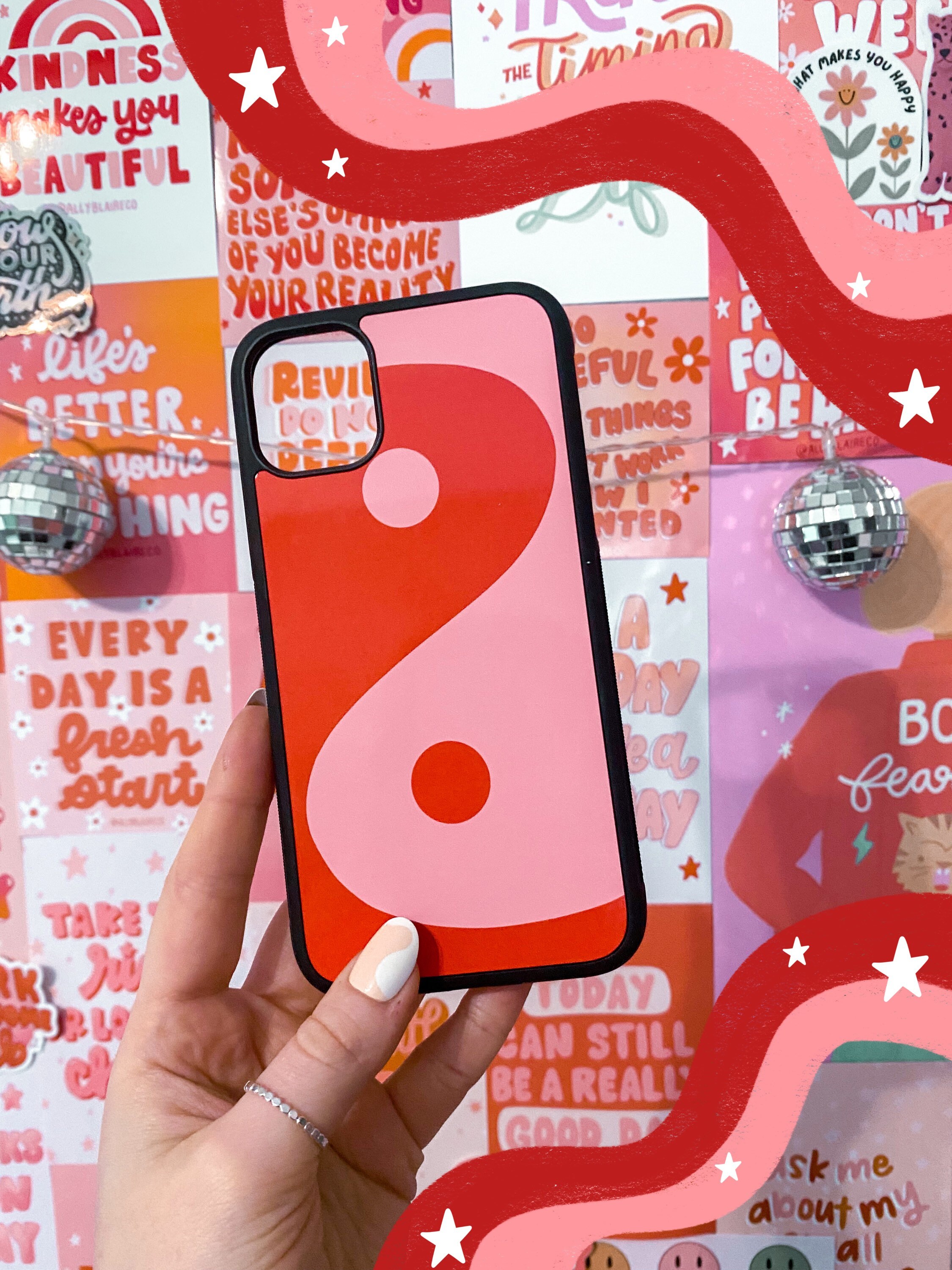 Yin Yang Phone Case || iPhone Case || Pink & Red Orange Phone Case || Trendy Pinterest Phone Case